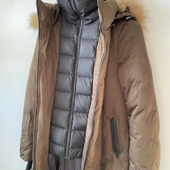 Soia & Kyo BROWN  Down Racoon Fur Hood Long Christy Parka Jacket Coat Sz S - Picture 10 of 13